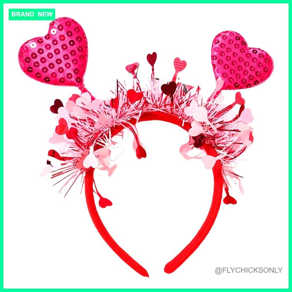 Large Felt Heart Headband with Sequin Hearts, Valentine's Day Hair Accessory